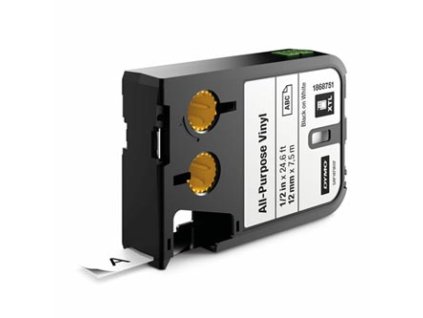 355866 dymo originalni paska do tiskarny stitku dymo 1868751 cerny tisk bily podklad 7m 12mm xtl vinylova univerzalni