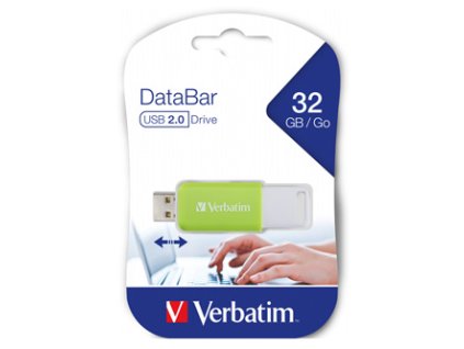 Verbatim USB flash disk, USB 2.0, 32GB, DataBar, zelený, 49454, pro archivaci dat