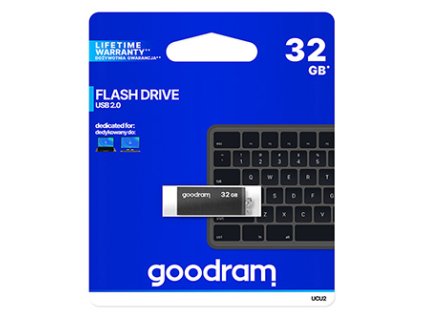 Goodram USB flash disk, USB 2.0, 32GB, UCU2, černý, UCU2-0320K0R11, USB A, s otočnou krytkou