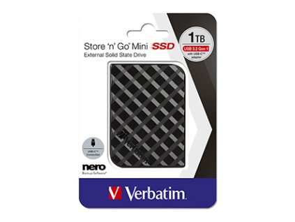 SSD Verbatim 2.5", externí USB 3.2 Gen 1, 1000GB, 1TB, Store N Go Mini, 53237, USB-A/Micro-B, obsahuje adaptér USB-A na USB-C(TM)