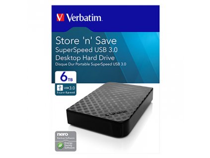 Externí pevný disk, Verbatim, 3.5&quot;, Store,N,Save, USB 3.0, 47686, blistr, černá