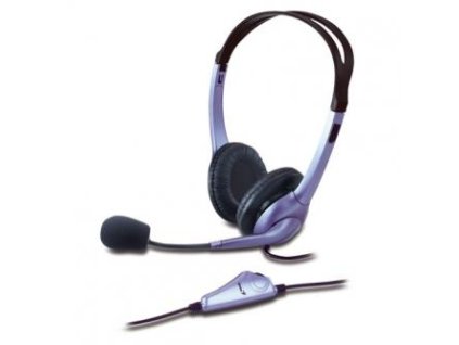 367506 genius hs 04s sluchatka s mikrofonem ovladani hlasitosti cerno stribrna 2x 3 5 mm jack