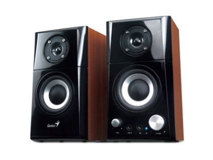 367656 genius reproduktory sp hf500a v2 2 0 16w hnedo cerne regulace hlasitosti sluchatkovy vystup 3 5 mm jack usb aux 100hz 20