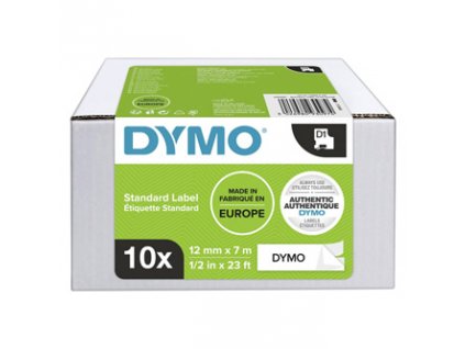 Dymo originální páska do tiskárny štítků, Dymo, 2093097, černý tisk/bílý podklad, 7m, 12mm, 10ks v balení, cena za balení, D1