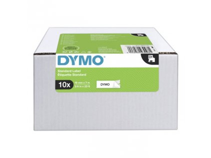 Dymo originální páska do tiskárny štítků, Dymo, 2093098, černý tisk/bílý podklad, 7m, 19mm, 10ks v balení, cena za balení, D1