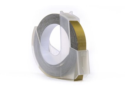 298779 jetworld 3d nahradni paska dymo z bile na zlatou pro embosovani razbu 9 mm x 3 m s0898190 10 ks