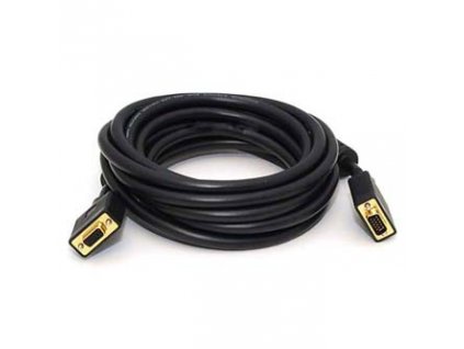 Prodlužovací video kabel SVGA (D-sub) samec - SVGA (D-sub) samice, 10m, pozlacené konektory, stíněný, černý