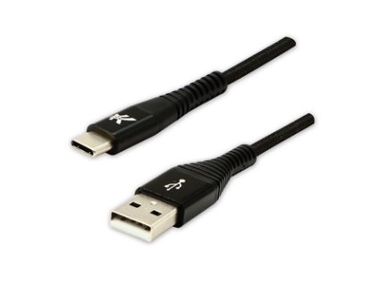 Logo USB kabel (2.0)  USB A samec - USB C samec  2m  černý  480 Mb/s, 5V/3A  nylonové opletení, hlin
