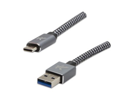 Logo USB kabel (3.2 gen 1)  USB A samec - USB C samec  2m  šedý  5 Gb/s, 5V/2A  kovové opletení, hli