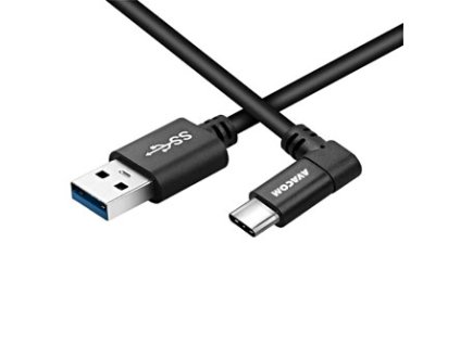 Avacom USB kabel (3.1)  USB A samec - USB C samec  1.1m  černý  kulatý  konektor v úhlu 90°
