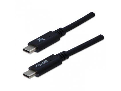 Logo USB kabel (3.2 gen 1), USB C samec - USB C samec, 1m, 5 Gb/s, 5V/3A, černý, blistr