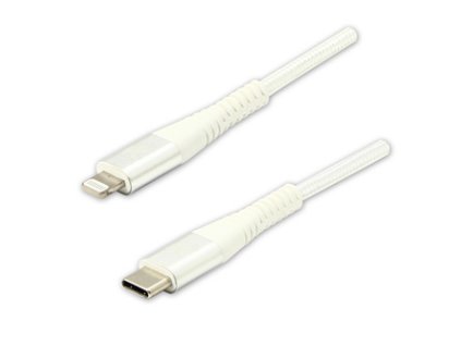 Logo USB kabel (2.0)  USB C samec - Apple Lightning samec  1m  bílý  MFi certifikace, 5V/3A  nylonov