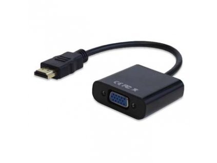 Video převodník, HDMI samec - VGA (D-Sub) samice, 0.2 m, kabelový, černý