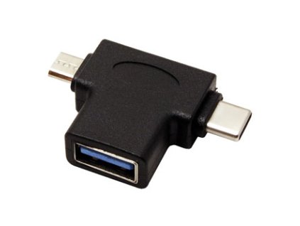 Neutralle USB redukce  USB A samice - microUSB samec + USB C samec  OTG