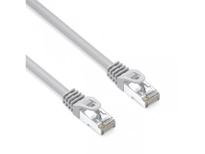 Síťový LAN kabel S/FTP patchcord, Cat.6a, RJ45 samec - RJ45 samec, 5 m, dvojitě stíněný, LSOH, šedý, 10 Gb/s, economy