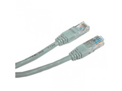 Síťový LAN kabel UTP patchcord, Cat.6, RJ45 samec - RJ45 samec, 15 m, nestíněný, šedý, economy
