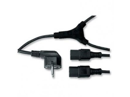 Logo  Síťový kabel 230V napájecí  CEE7 (vidlice) - C13 2x  2m  VDE approved  černý