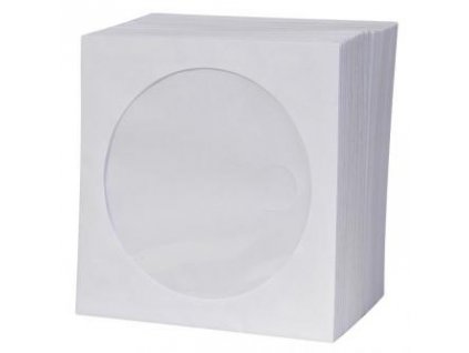 Obálka na 1 ks CD, papír, bílá, s okénkem, Logo, 100-pack
