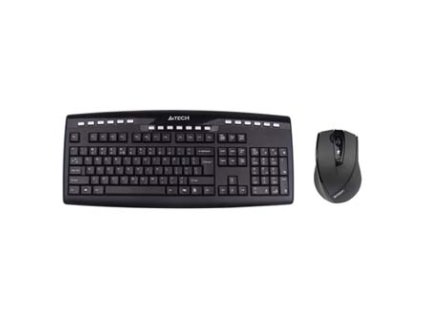 A4Tech 9200F, sada klávesnice s bezdrátovou optickou myší, AAA, CZ, multimediální, 2.4 [Ghz], bezdrátová, černá