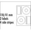 Logo etikety na CD 118/41mm, A4, matné, bílé, 2 etikety, 4 proužky, 140g/m2, baleno po 25 ks, pro inkoustové a laserové tiskárny