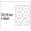 Logo etikety na CD 78/18mm, A4, matné, bílé, 6 etiket, 140g/m2, baleno po 10 ks, pro inkoustové a laserové tiskárny