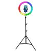 378762 powerton kruhove svetlo 13 rgb led velke nastaveni barev a svitivosti drzak telefonu a stativ