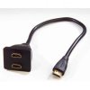 364257 video rozdvojka hdmi samec 2x hdmi samice cerna pozlacene konektory