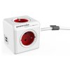 411651 sitovy kabel 230v prodluzovaci cee7 vidlice powercube 1 5m extended usb cerveny powercube 4 zasuvky 2xusb port detska p