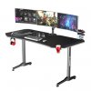 ULTRADESK Herní stůl FRAG XXL BLACK, 160 x 75 cm, 75 cm, držák nápojů a sluchátek, stojan BEAM, s celoplošnou XXL podložkou pod my