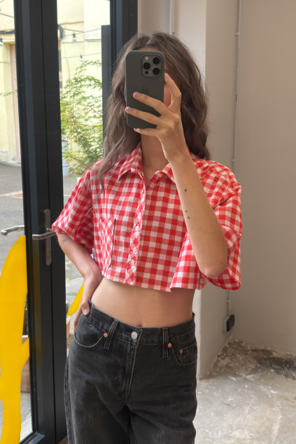 Kostkovaná Reborn Crop Košile