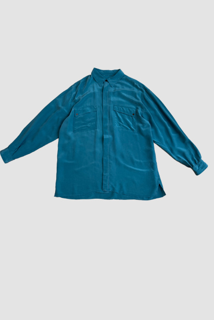 Modrá Hedvábná Košile