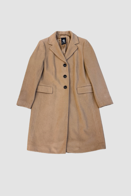 Béžový Vlněný Kabát