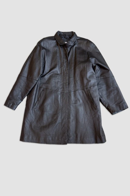 Černý Kožený Kabát