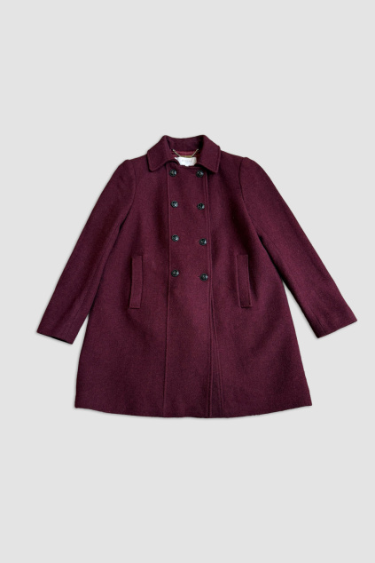 Vínový Vlněný Kabát