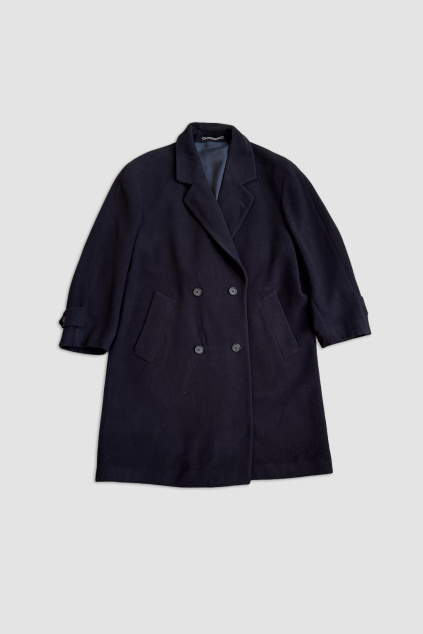 Tmavě Modrý Vlněný Kabát