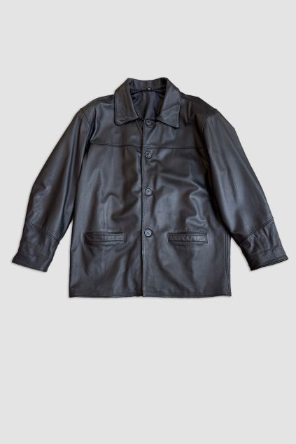 Černý Kožený Kabát