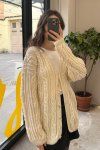 Krémový Pletený Kardigan