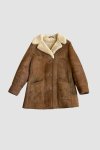 Hnědý Kožený Kabát s Kožíškem