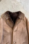 Hnědý Kožený Kabát s Kožíškem