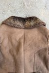Hnědý Kožený Kabát s Kožíškem
