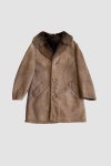 Hnědý Kožený Kabát s Kožíškem