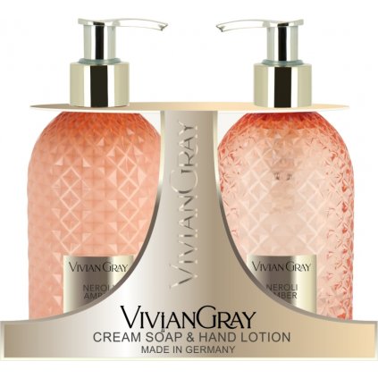 SET Tekuté mýdlo a Mléko na ruce Vivian Gray CRYSTAL Neroli a Ambra, 300ml