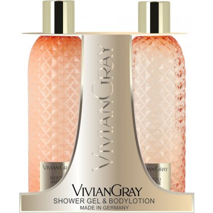 SET Sprchový gel a Tělové mléko Vivian Gray CRYSTAL Neroli a Ambra, 2x300ml
