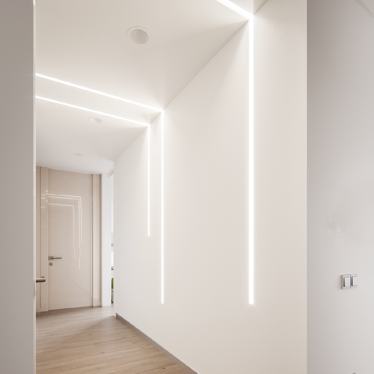 Liniové LED osvětlení chodby