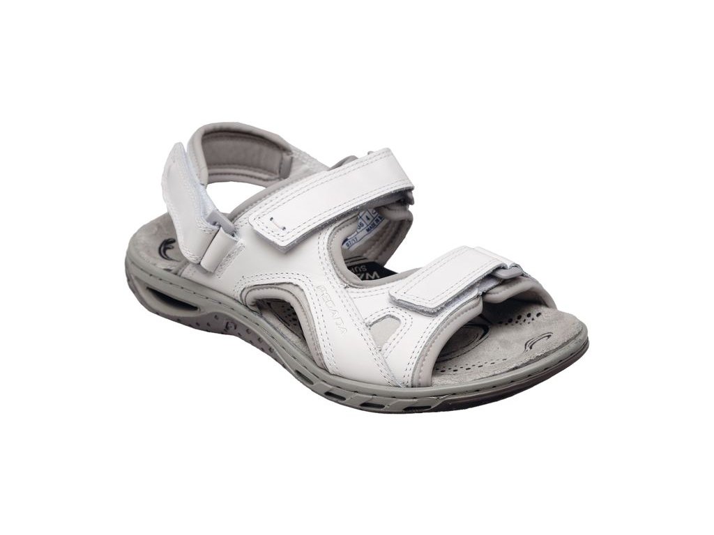 Dámské kožené bílé letní sportovní sandály na nízkém klínku - zdravotně  tvarované SANTÉ/ PEGADA - 1obuv