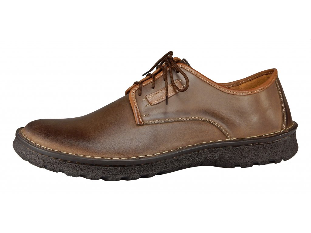 Pánské hnědé kožené, zdravotně tvarované široké boty ORTO PLUS D00400 - 11  - 1obuv