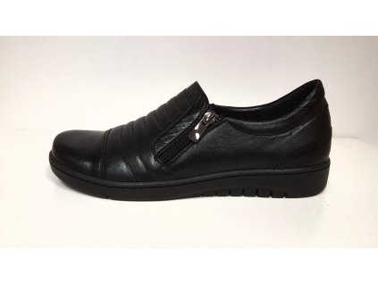 Dámské Kožené černé boty na nízkém klínku dva zipy STEFANO 11720