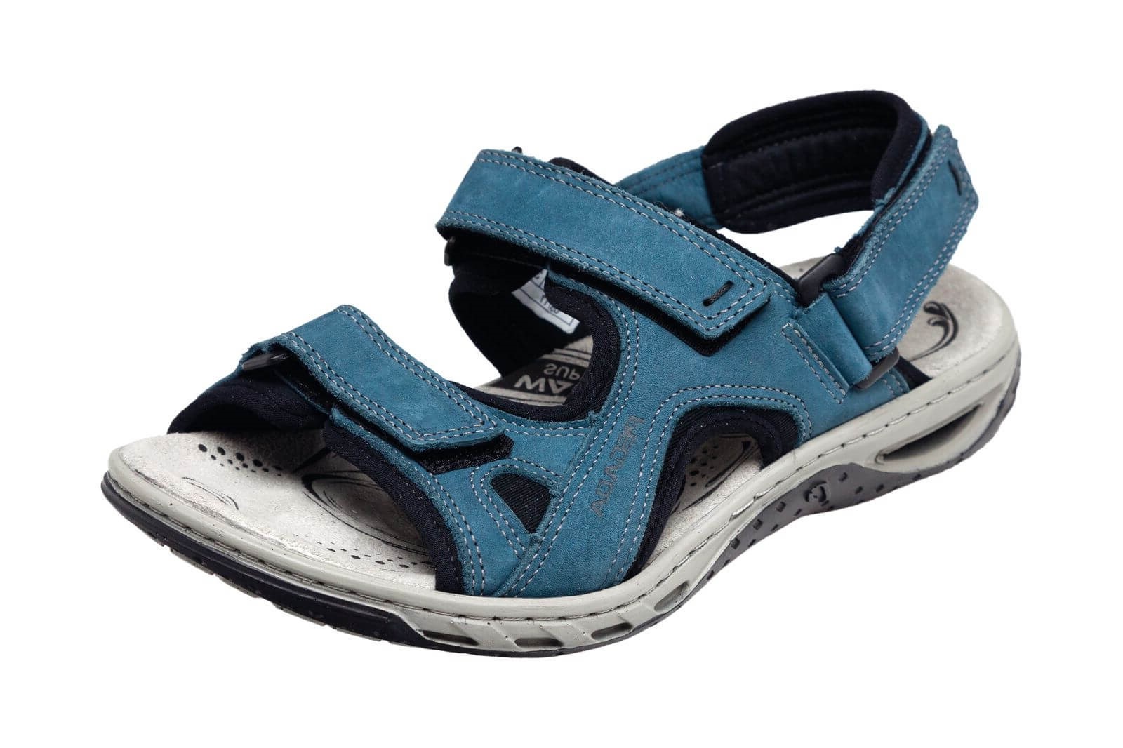 *Dámské kožené modré letní sportovní sandály s odpruženou patou na nízkém klínku - zdravotně tvarované PE/00231604-06 BLUE SANTÉ/ PEGADA Tabulka…