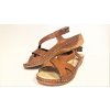 SANDÁLY dámské - Camel koňak hnědé kožené páskové letní dámské sandály na klínku anatomická zdravotní stélka STEFANO 2619