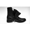 Kožené zimní, velmi teplé černé dámské kotníkové polokozačky na podpatku JAMI 26517